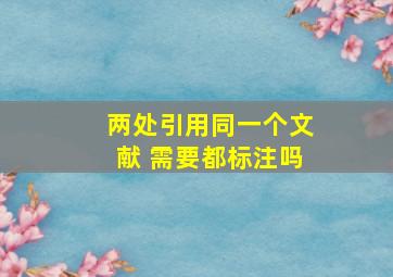 两处引用同一个文献 需要都标注吗